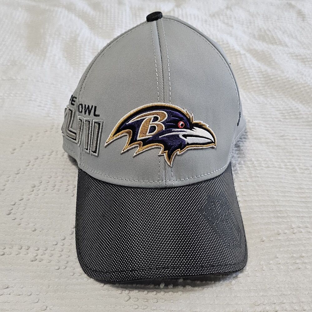 Super Bowl XLVII Baltimore Ravens Cap Fitted Adult Large Gray NFL New Era M/L